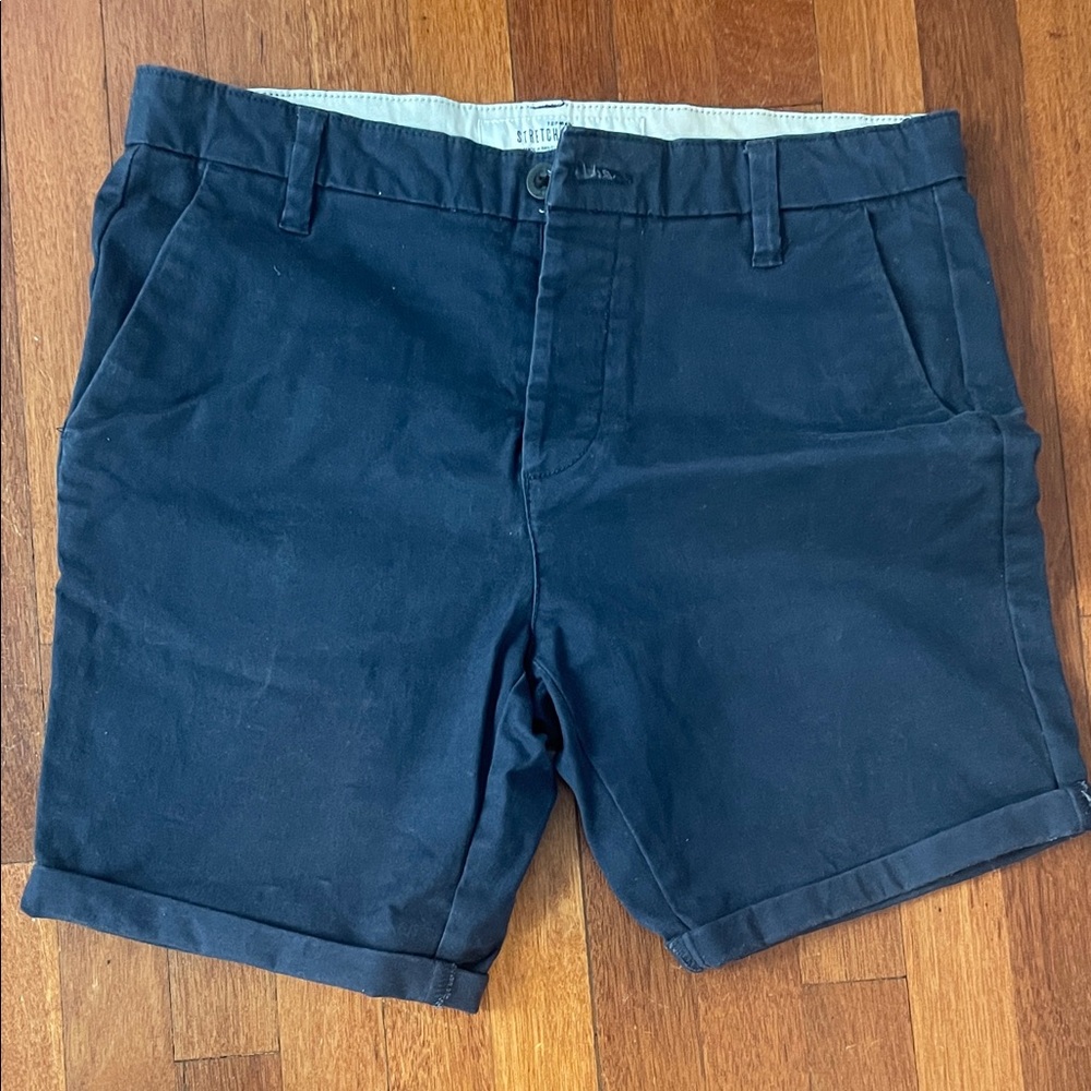 Topshop Navy Flat Front Shorts